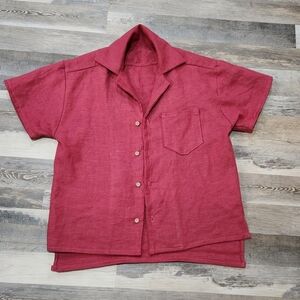 Handmade Linen Casual Button-Up Shirt, Small